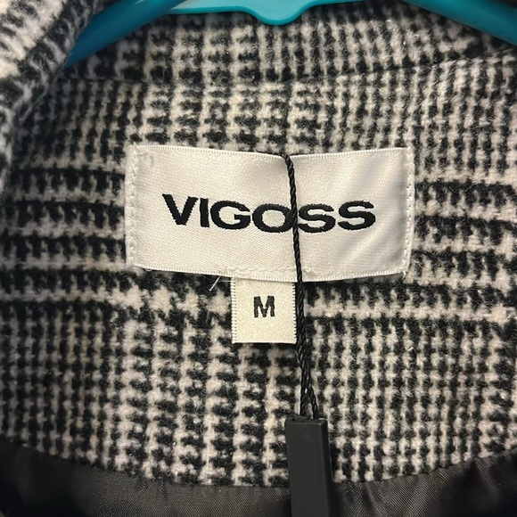 NWT Vigoss gray plaid knee length coat size Medium - Picture 3 of 11